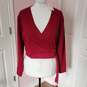 Fabletics Burgundy Wrap Blouse